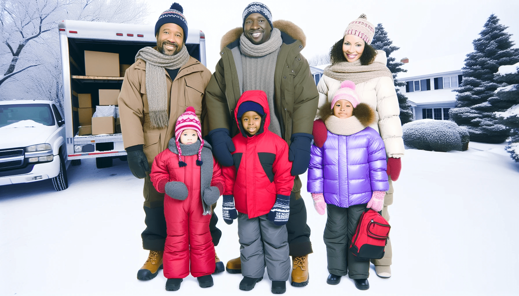 Family dressed for a winter move